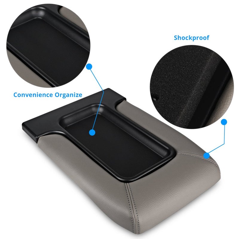 VANJING Compatible with Center Console Lid Armrest Kit Cadillac Chevrolet GMC Pickup Truck Suburban Tahoe Silverado Sierra Yukon XL-Replaces 19127365 Light Gray - Image 5